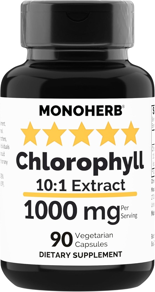 MONOHERB Klorofyll Extrahera 1000 mg - 90 vegetariska kapslar