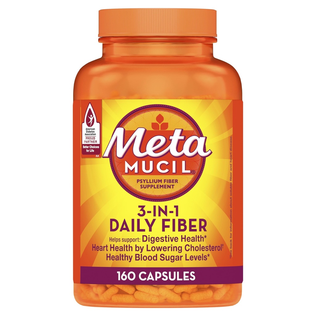 Metamucil Psyllium Husk kuitu täydentää, 3-in-1 Ruoansulatus, kasvi perustuu, 160 Count, pakkaus 2