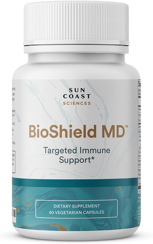 SUN COAST SCIENCES BioShield MD från Premium Immunity Support med vitamin C, vitamin D, Zink, för fokus, klarhet, gemensamma hälsosam och muskelåterhämtning (60 kapslar)