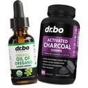 Oregano Oil Organic Liquid Drops & Charcoal Capsules - Öljy Oregano Drops Tincture Extract & Charcoal pillereitä Smach Gas Cleanse Detox Immuno Support, Digestiivinen Binder - Organic