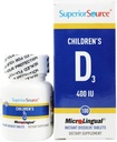 Superior Source Children's Vitamin D3 400 IE - Teeth, Bone & Immune Support Supplement for Kids - Non-GMO - 100 MicroLingual Dissolvable Tablets