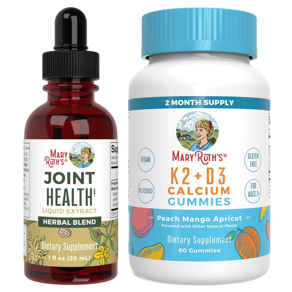 MaryRuth Organics Joint Health Liquid Drops & Vitamiin K2+D3 Gummies (Peach Mango ja aprikoosi) ... Label Project Varmennetut vitamiinit kalsiumin, nivelet, ja luun tuki Vegaani, ei-GMO, gluteeniton