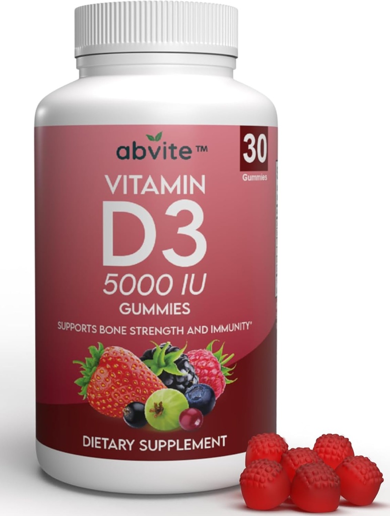 Kasvipohjainen Ekstra vahvuus D3 5000IU täydentää Gummies. Gluteenittomat ja ei keinotekoisia makuja. Tukee luiden terveyttä ja immuniteettia. Made in USA.30 Count (30 Day Supply)