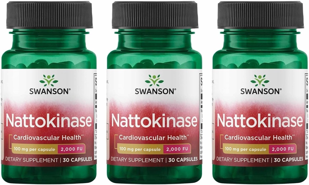 Swanson Nattokinaasi 2000 fibrinolyyttistä yksikköä 100 milligrammaa 30 kapselia Enzyme (3 pakkaus)