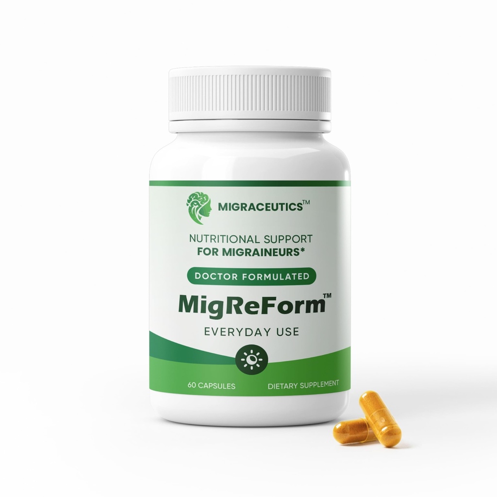 MigReForm pullo 60 - Tohtori Formulated Migreeni Relief lisäravinteet - Natural Migreeni Relief Tuki magnesiumin, B2-vitamiinin ja CoQ10 - Migreeni täydentää naisten ja miesten - Migreeni vitamiinit
