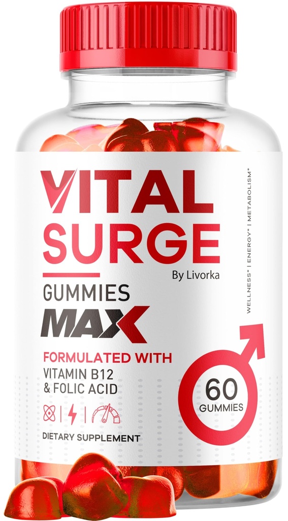 Vital Surge - Vital Surge for Men Gummies, Vital Vita Surge Max Maximum Strength 1050 MG, VitalSurge Supplement Support Gummy Advanced Formel, Premium Vitamin Gomitas (60 Gummies)