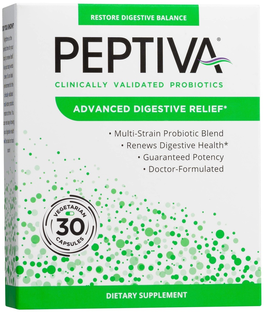 Peptiva Avancerad 50 miljarder CFU Probiotic - Digestive Relief - Kliniskt validerad, Premium Probiotic, 30ct