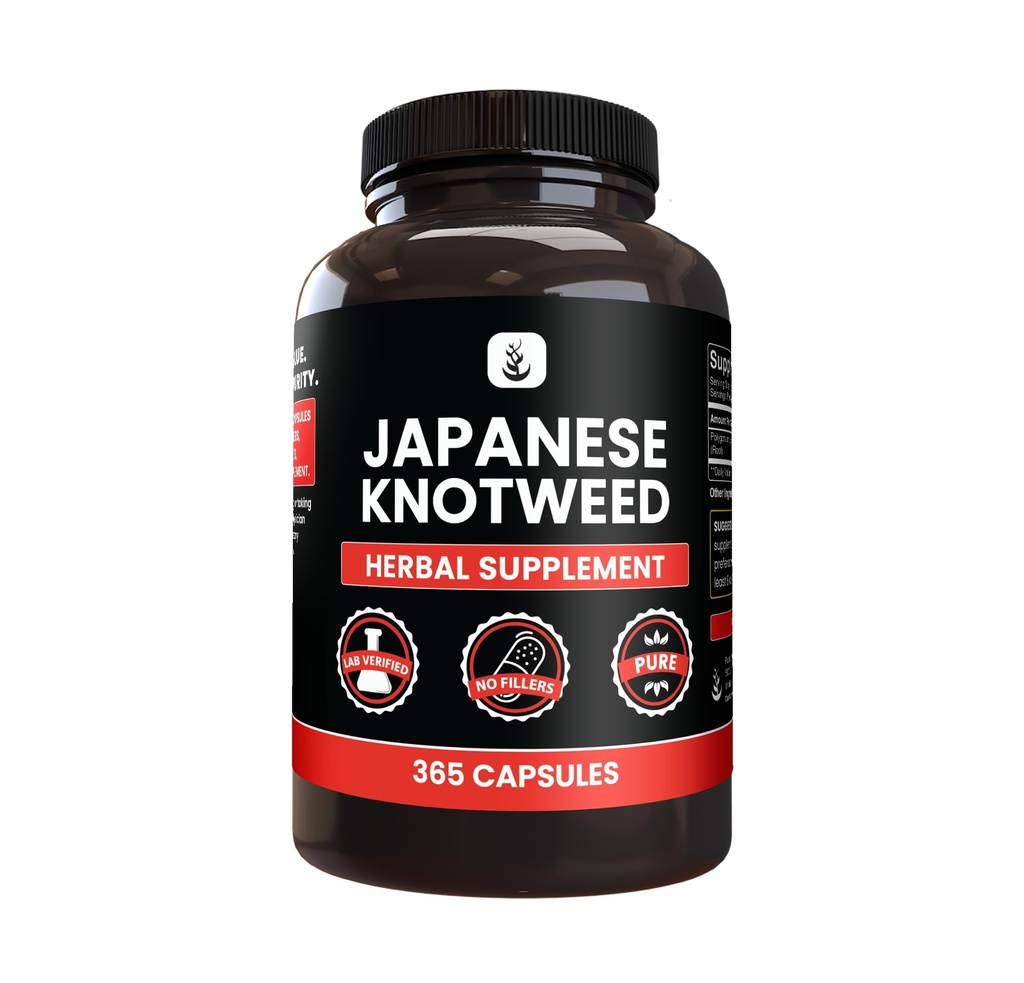 PURE ALKUPERÄISET ingredientit Japanilainen Knotweed (365 kapselia) Ei magnesiumia tai riisiä Fillers, aina puhdas, Lab vahvistettu