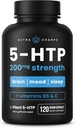 NutraChamps 5- HTP 200 mg, 120 Vegaanikapselia, puhdas 5HTP 100 mg Plus B6-vitamiini ja C-vitamiini