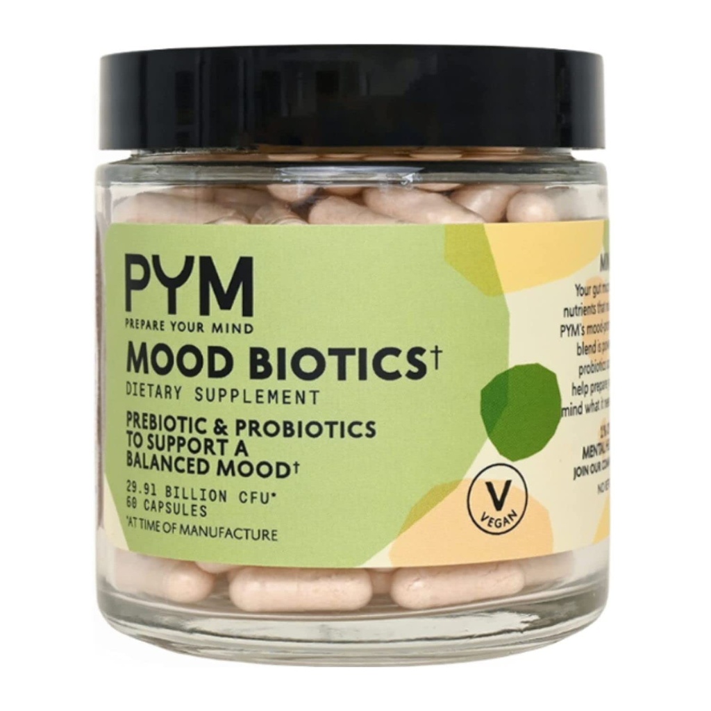 Prebiootit ja probiootit Mieliala Biotics by PYM with 22,91 miljardia PMY (60 kreivi) Gut Health & Mood Support Supplement .