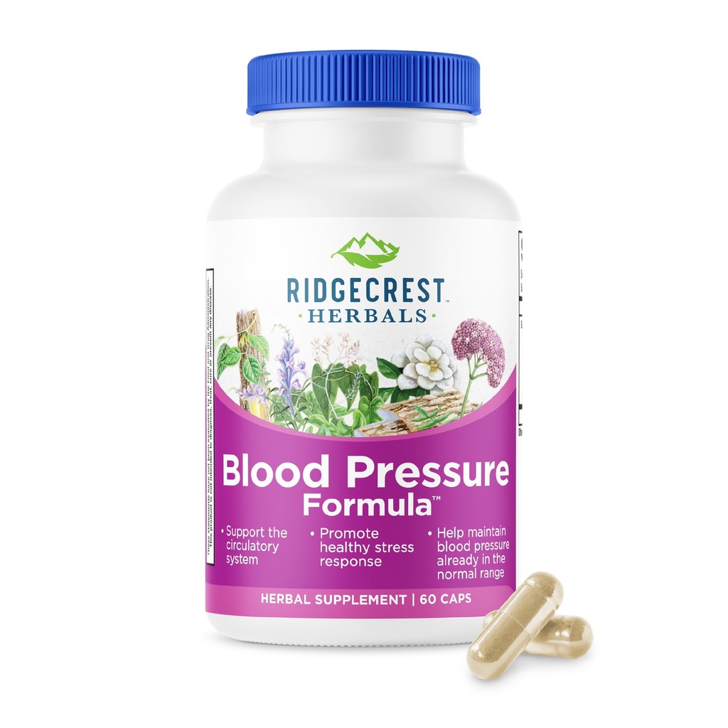 RidgeCrest Herbals Blodtryck Herbal Formel, 12 Herbs, Poria Mushroom, Gastrodia, Gardenia, för hjärta, vaskulär, cirkulationshälsa (60 greve 1)