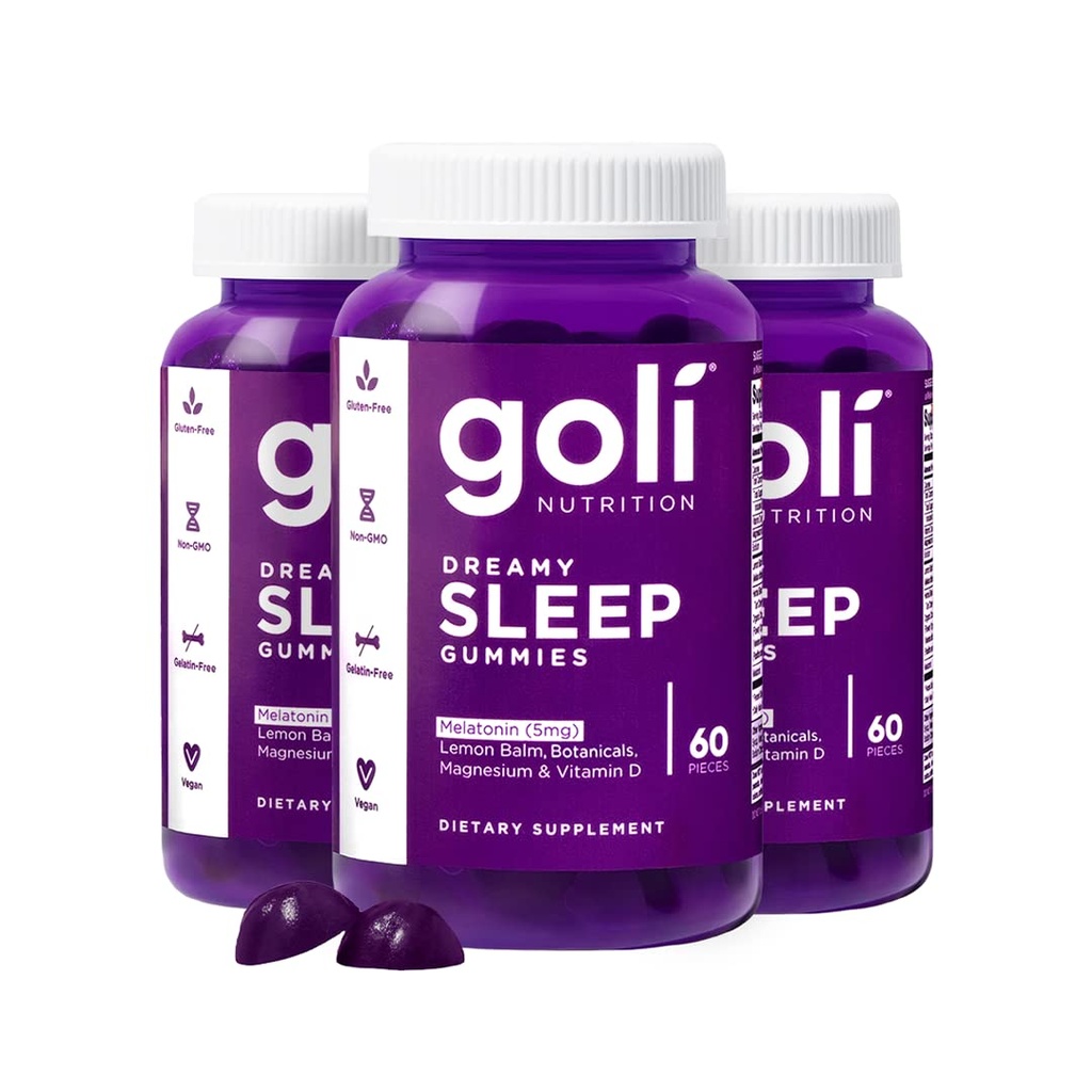 Goli Dreamy Sleep Gummy - 180 Count - Melatoniinia, D-vitamiinia, magnesiumia ja sitruunan balmauutetta - Liivate, Gluteeniton, Vegaani & ei-GMO