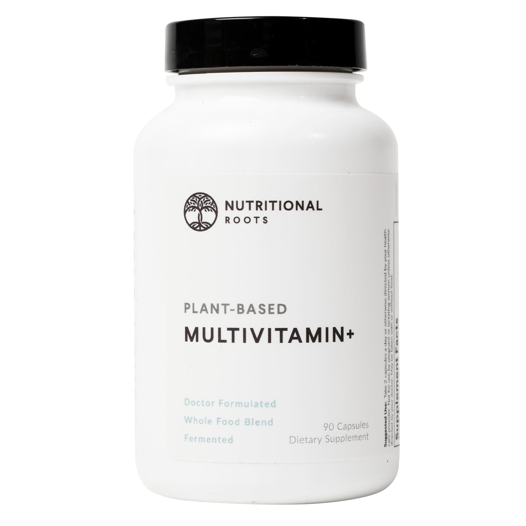 Ravitsemusjuuret Multivitamiini+, Palkintovoitelu Kasvipohjainen (Vegaani) Multivitamiini, Organic Vihannekset ja Yrtit, Fermentoidut vitamiinit, Probiootit, Lääkärin valinta, 45 Tarjoilua