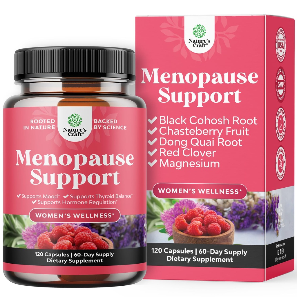 Täydellinen kasviperäisten vaihdevuodet täydentää naisille - naisten hormonitasapaino kapselit yöhietot Hot Flass & Mood Swings Dong Quai, Chaste Berry & Black Cohosh juuri - 120 Count Pack