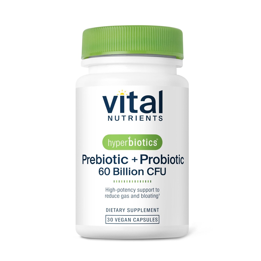 Hyperbiotika Vital Nutrients Prebiotic och Probiotic för kvinnor och män | 60 miljarder CFU | Pre och Probiotics stöder Digestive Health, Constipation, Diarrhea, Gas & Bloating * | 30 Vegan kapslar