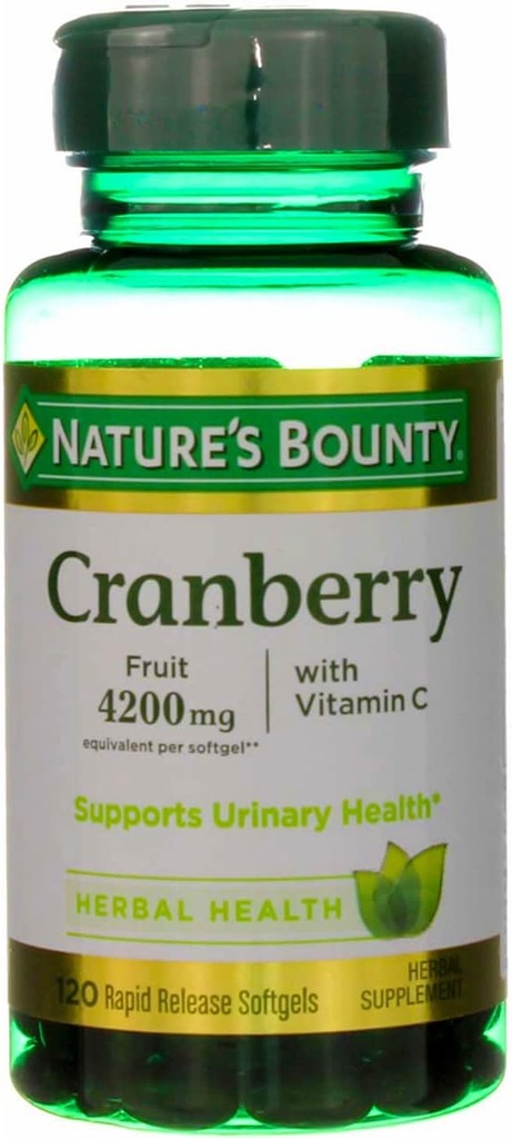 Nature's Bounty Cranberry Fruit 4200 mg, Plus C-vitamiini Softgels, 120 ea (pakkaus 4)