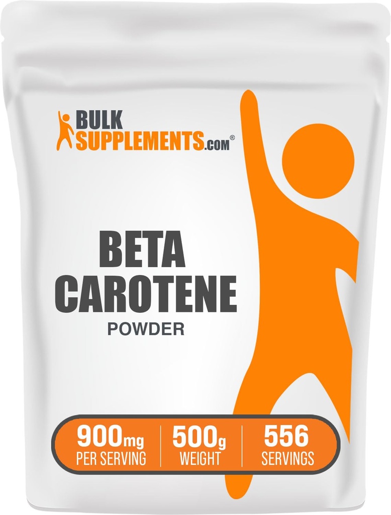 BulkSupplements.com Beta-karoteenijauhe - Beta-karoteeni täydentää, A-vitamiini täydentää immuuni-ja näkötuki - Gluteeniton, 900 mg per tarjoilu, 500g (1,1 lbs) (pakkaus 1)