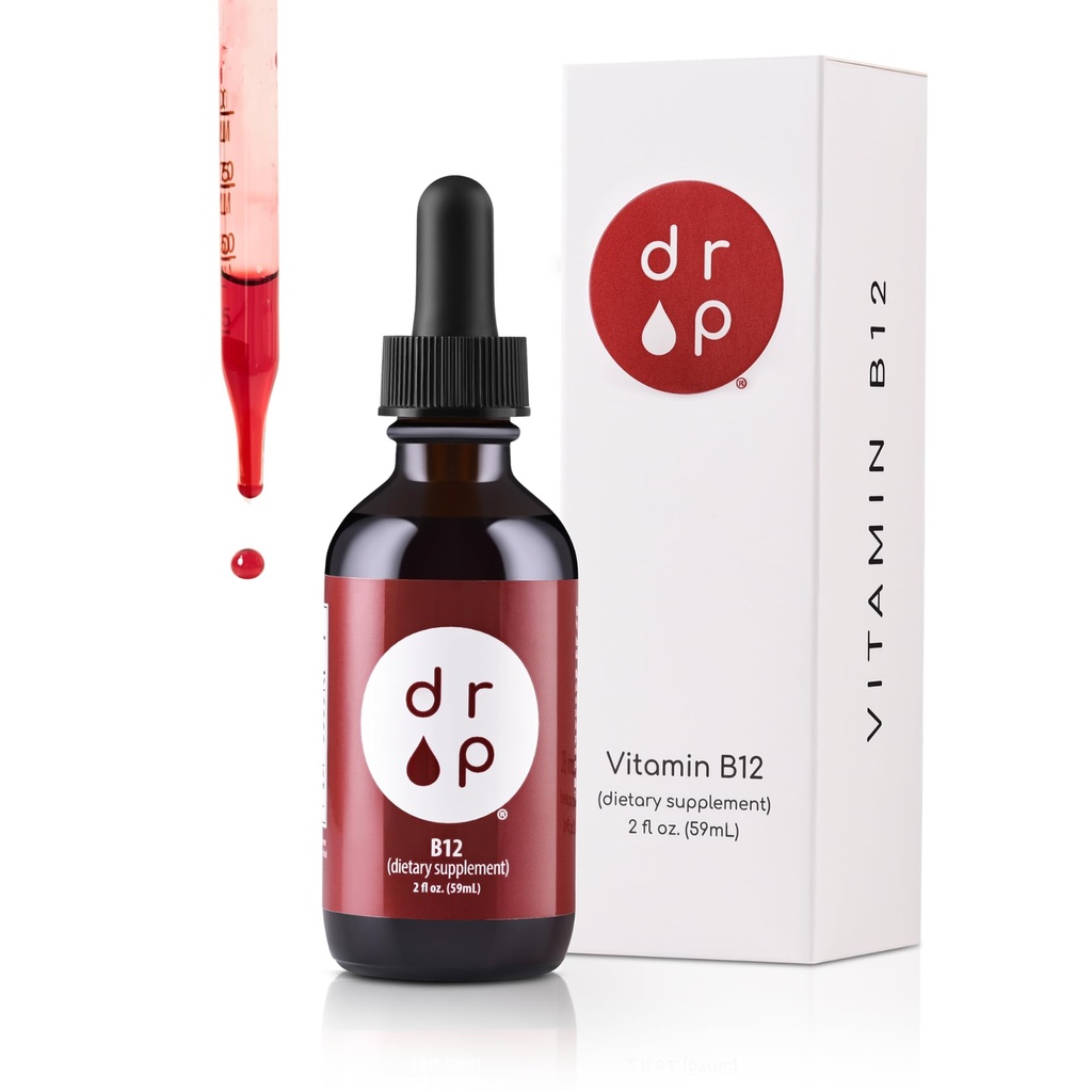B12 2500 mikrog 2 oz Liquid Drops for Energy Production, Hermoston terveys - Ei keinotekoisia säilöntäaineita, ei-GMO, Gluteeniton, Vegan-ystävällinen