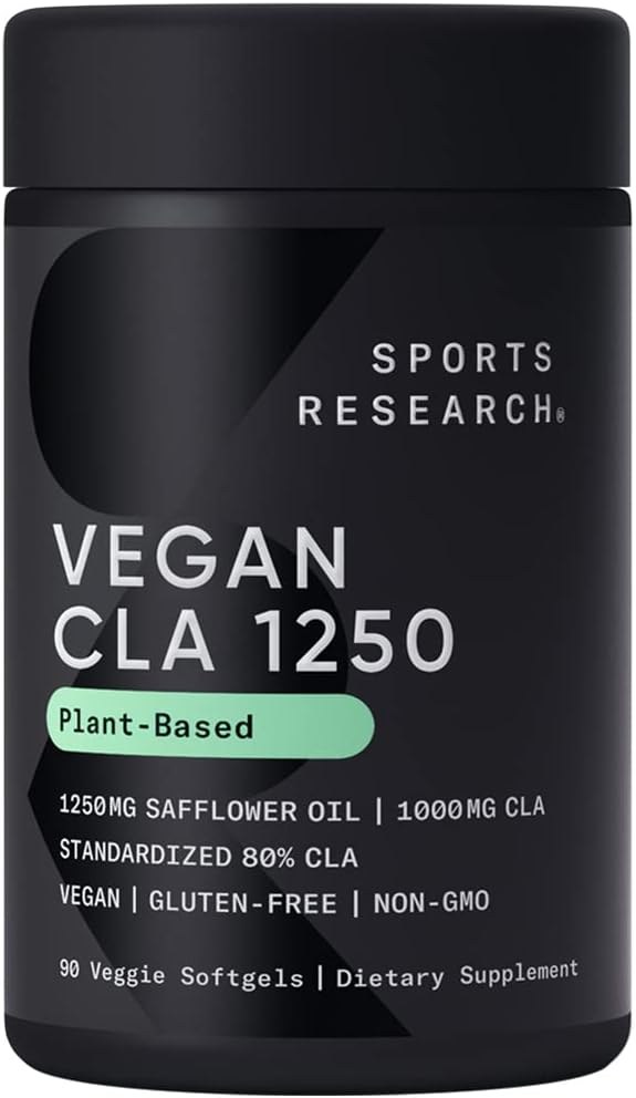 Sports Research Vegan CLA - 1250mg kanssa aktiivinen konjugoitu Linoleic Acid for Men & Women 