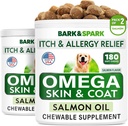 BARK&SPARK Omega 3 koirille - 360 Fish Oil Treats for Dog Sheddding, Skin Allergia, kutina, Hot Spot hoito - Joint Health - ihon ja turkin täydentää - EPA & DHA rasvahapot - Lohiöljy