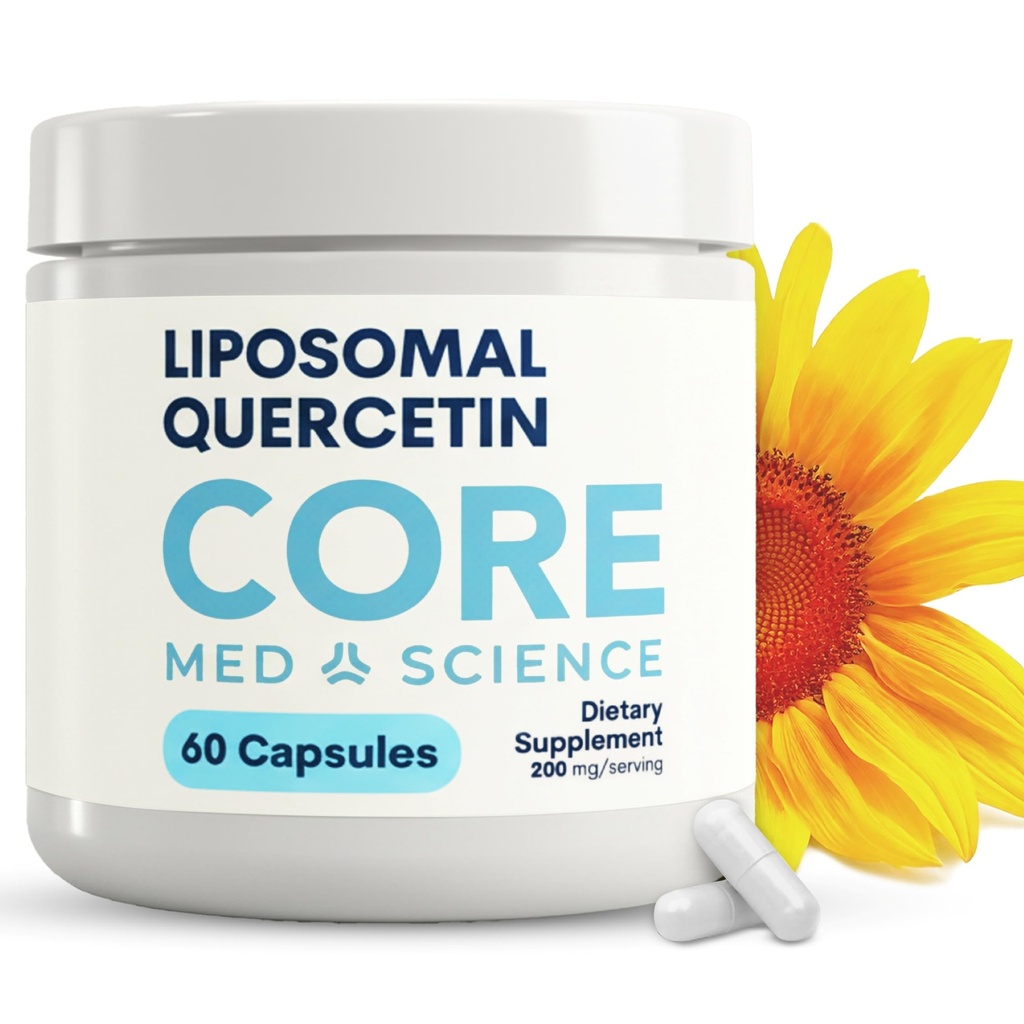Core Med Science Liposomal Quercetin, 200 mg (60 kapselia) - Quercetin täydentää tukee C-vitamiinia ja sinkkiä - edistää immuunijärjestelmän ja sydämen terveyttä, gluteeniton ja maitotuotteet ilmaiseksi