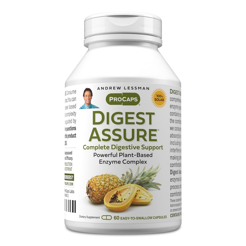 ANDREW LESSMAN Digest Assure 60 kapselia - Kattava Blend of Powerful Natural Enzymes tukea ja parantaa digestiivisen terveyden, kasvissyöjä-lähde Enzymes, pieni helppo niellä kapselit