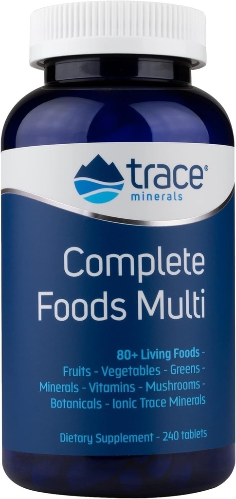 Trace Minerals Complete Foods Multi-Daily Multivitamiini lisäravinteet Whole Foods, Minerals & Vitamiines - tukee Body Mineral Health kanssa Ionic Trace Minerals - 240 tablettia