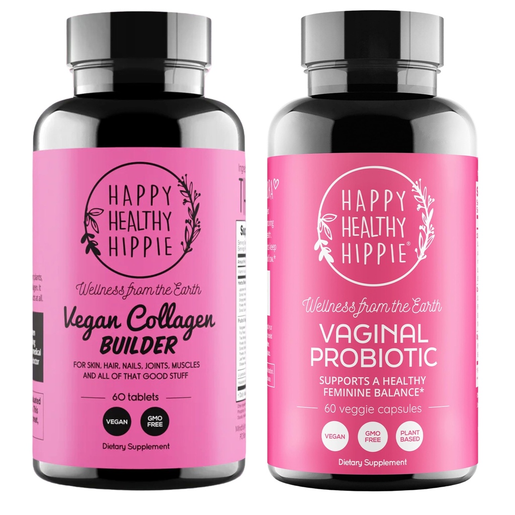 Happy Terve Hippi Vaginal Probiootit naisille & Vegan Collagen Builder Collagen Pillerit