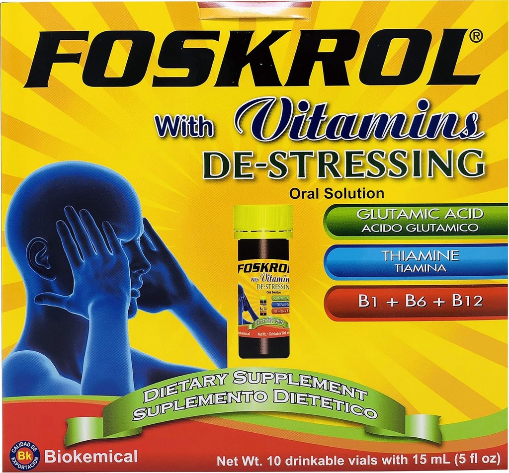 Vitamins DeStressing - 10 greve Vials - B Vitaminer och Glutamic Acid - Biokemikal (10 Vials - Destressing)