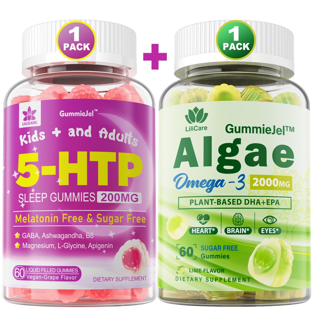 LILICARE Vegan Omega 3 Gummy & 5HTP Gummy