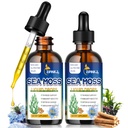 Organic Sea Moss Drops, 11 i 1 Black Seed Oil & Irish Liquid Sea Moss Gel Ashwagandha Burdock Root, Spirulina, Bladderwrack, Elderberry för Digestion, Immunity, Skin Hair Health, Non-GMO - 4 Fl Oz
