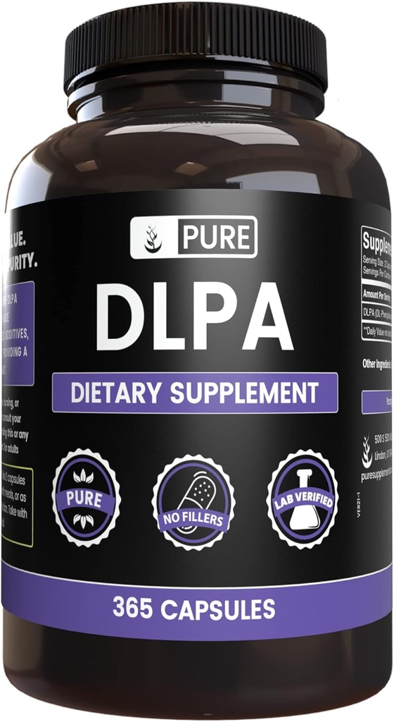 Rena originalingredienser DL-Phenylalanine DLPA (365 kapslar) Inga magnesium eller risfiller, alltid rena, Lab Verified