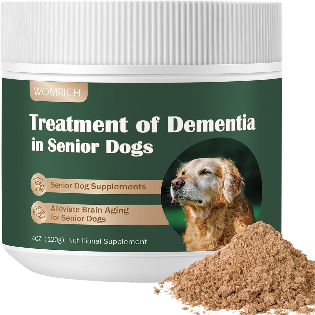 Senior Dog Supplements Dog Dementia Supplement Mushroom Powder for Dogs 120g Kognitive Supplement for Dogs Addresses Getting Lost, Social Peruutus Koira Kognitive Dysfunction