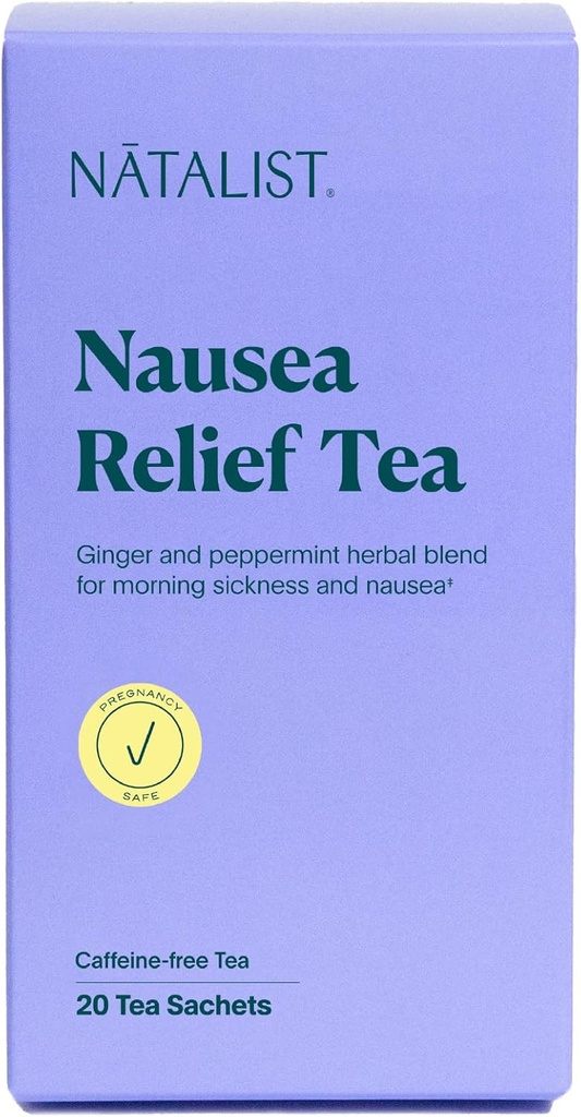 NATALIST Pahoinvointi Relief Tea Ease Raskaus Aamu Sairaus Calming Plant-Based Comfort Blend naisille - Ruoansulatus rauhoittava luomu inkivääri & piparminttu - Vegaani, Gluteeniton, kofeiiniton - 20 pussia