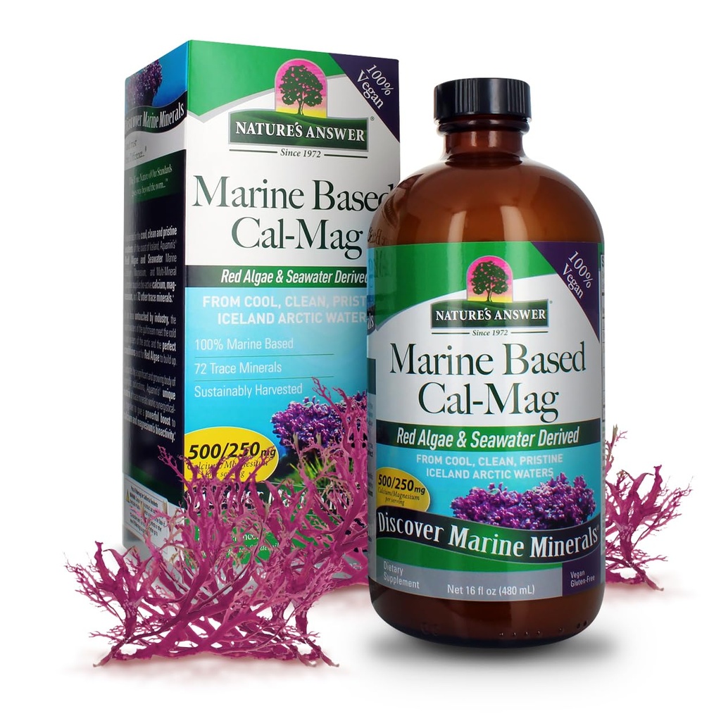 Naturens svar Marine Based Calcium Magnesium, Vanilla Cream, 16-Ounce | Natural Immune Support | Behåller hälsosamma ben | Främja hjärthälsa | Muskulär funktionsstöd