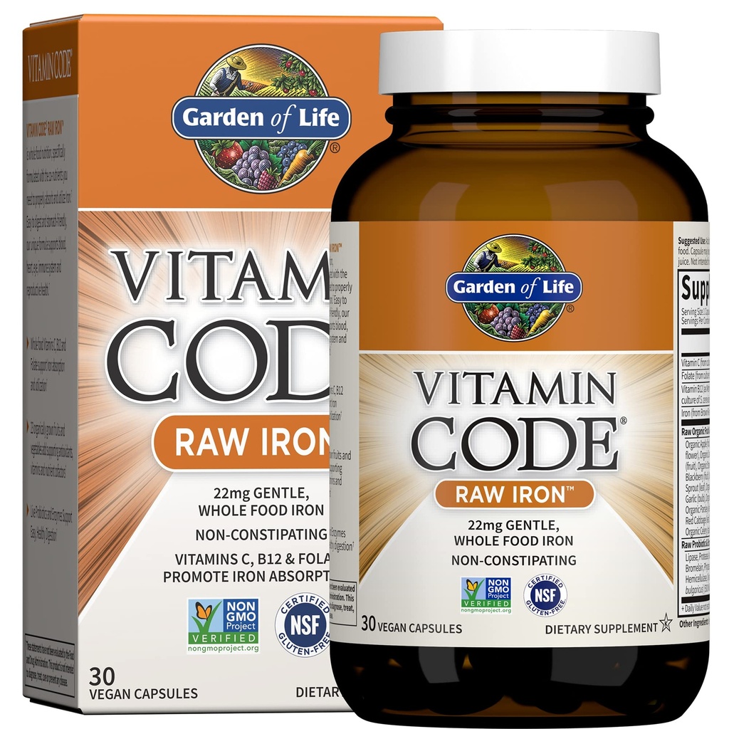 Garden of Life Women's Multi 120 kapslar + Vitamin Code Raw Iron 30ct kapslar