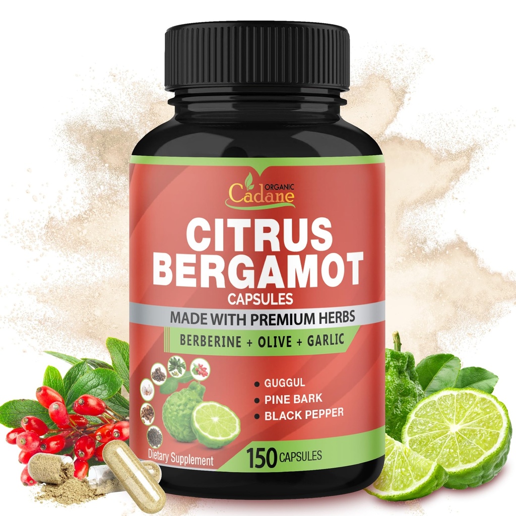 Cadane Citrus Bergamot Supplement Kapselit berberiini, Olive, Guggul, Valkosipuli, Pine Bark, Black Pepper - 150 Caps 5 kuukauden tarjonta