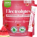 Zero Sugar Watermelon Candy Electrolytes Powder Packets (30 pakkaus) - Kaikki luonnolliset ainesosat, kofeiinitonta energiaa virkistykseen Hydraation - Vegan, Keto, Paleo Sugar Free Electrolytes jauhe Ei sokeria