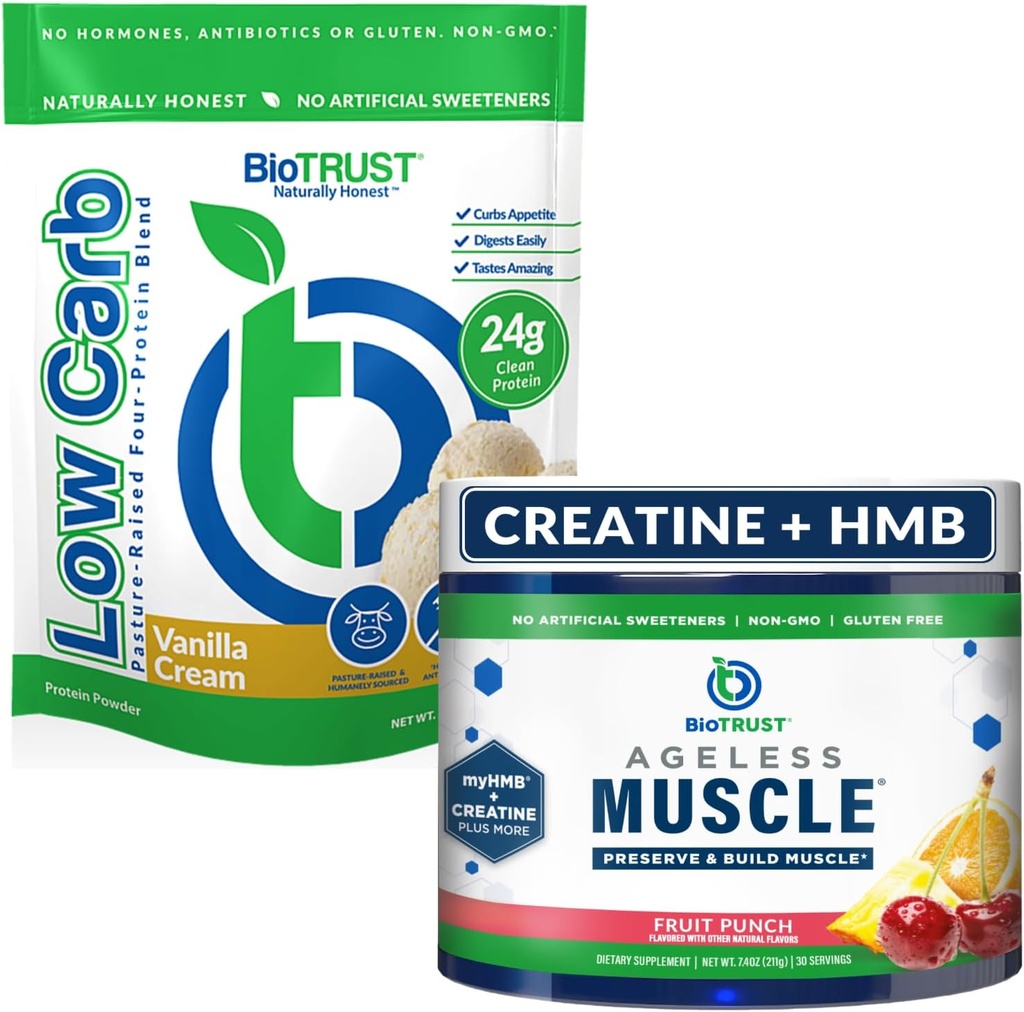BioTrust Ageless Muscle (Fruit Punch) ja Low Carb Multi Protein (Vanilla Cream) Bundle