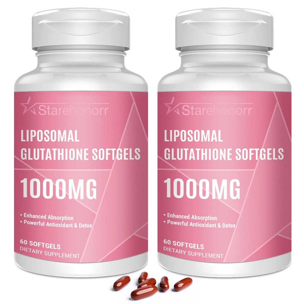 Liposomal Glutathione Softgels 1500MG, Reduced Glutathione Supplement med vitamin C, Bättre Absorption, icke-GMO Kraftfull Antioxidant för hälsosam åldrande, Detox, Immune Health,120 Softgels