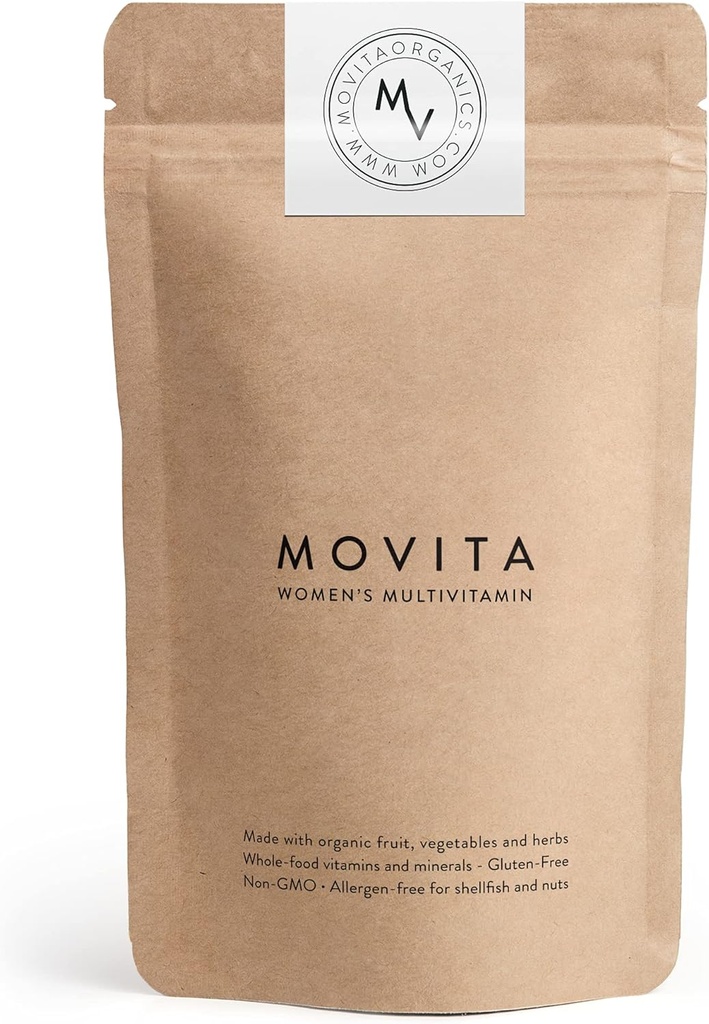 Movita Naiset Päivittäinen Multivitamiini - Orgaaninen fermentoitu koko ruokaa tehostettu energia, immuniteetti ja elinkyky - Vegaani, Gluteeniton, ei-GMO - 30 päivän toimitus (Eco-Frendly Täyttöposti)