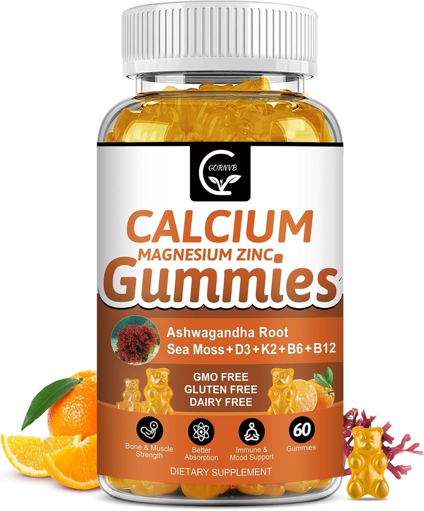 1200 mg kalsiumia D3-vitamiinia, K2,B12 & B6-kasvia - kasvikomplex kalsium Magnesiumia lisäaineena Glycinate,Potassium, Sea Moss,Ashwagandha juuri luuta ja hampaita vahvuus, lihas ja immuuni