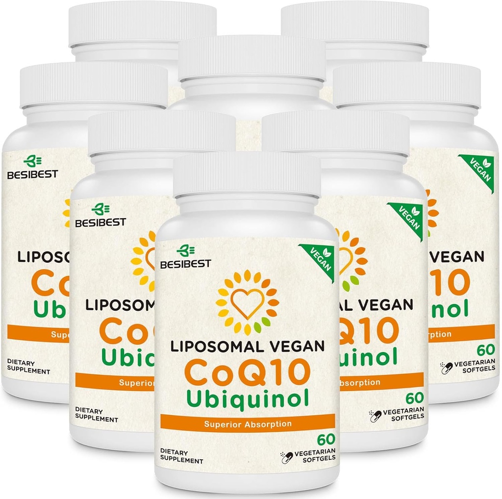 1000 mg Liposomal CoQ10 Ubiquinol, 480 Vegan Softgels, korkea imeytyvä Ubiquinol CoQ10 täydennysosa, aktiivinen antioksidantti muodossa Coenzyme Q10 sydämen toiminta ja energian tuotanto