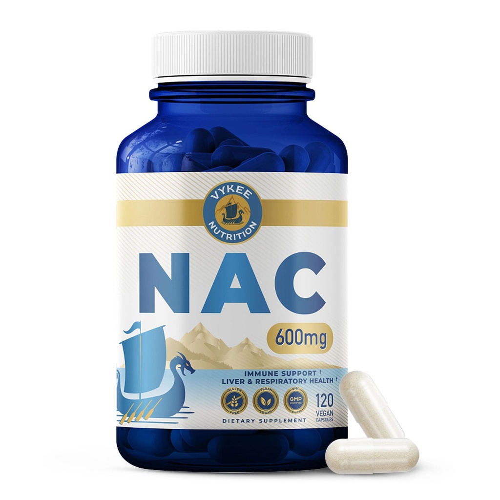 Vykee NAC-kapselit 600 mg N Acetyl L Cysteine - Päivittäinen NAC-lisä maksan terveyden ja immuunitasapaino - Vegaani non-GMO - 120 kapselia