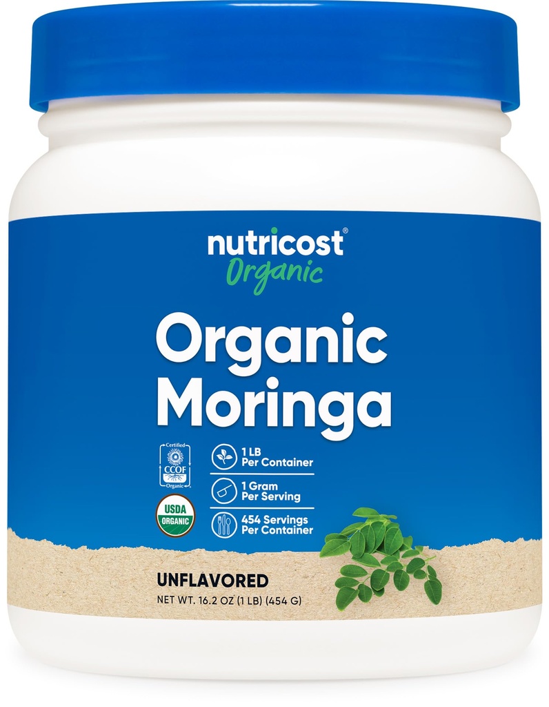 Nutricost Organic Moringa Powder 1LB (16oz) - Gluteeniton, Ei-GMO, Kasvissyöjä Friendly