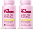 Love Wellness Good Girl Probiotics | Kvinnors Vaginal Health & pH Balance Supplement | 9-Strain Probiotic för urinvägar, jäst, lukt och immunstöd | Gluten-Free | 60 CT, 60-dagars leverans