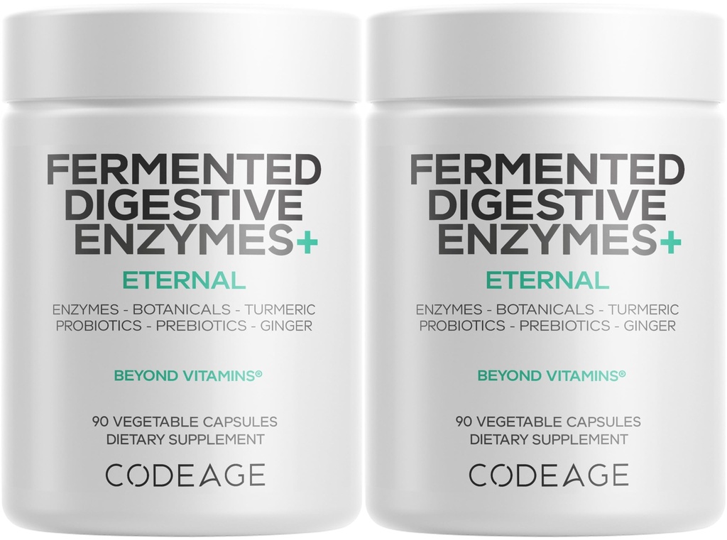 Koodaus Fermentoitua Dgestive Enzymes täydentää 3- Month Supply - 14 Dgestive Enzymes, Probiootit, Prebiootit, Fermentoitu kasvitieteet, Plant-Based Multi Haima Enzymes - 1 Kapseli a Day - 2- Pack
