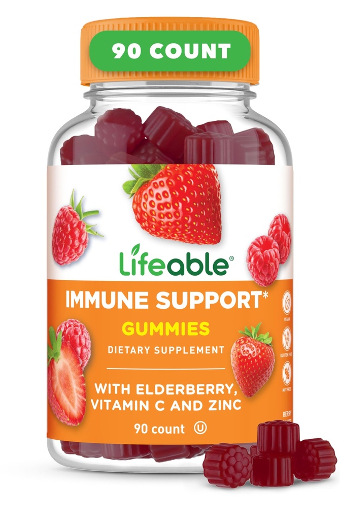 Elävä Immuuni tuki Gummies aikuisten Elderberry C-vitamiinia ja sinkkiä 