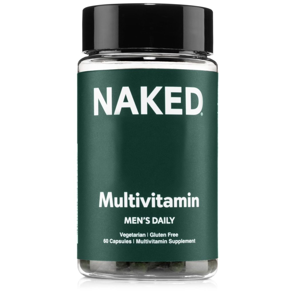 Naked Men's Multi - Daily Multivitamin för Män - A, C, E, Selenium, Zink, Frukt och Super Green Extracts och mer för att öka immunstödet - Glutenfri och vegetariska dagliga vitaminer - 60 kapslar