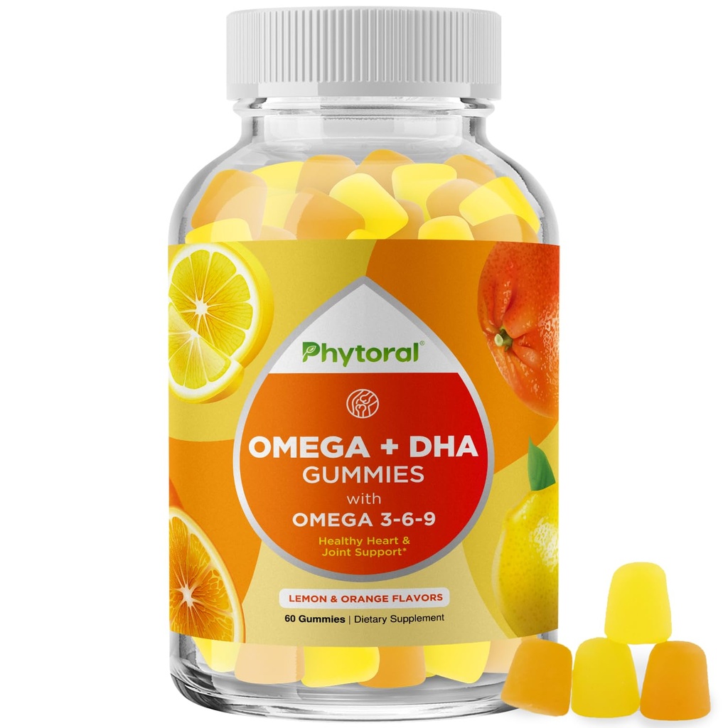 DHA Omega 3 Gummies for Adults - Herkullinen pellavansiemen aivoihin Omega 3 6 9 täydennysosa tulehdus, energia ja insuliini - kasvissyöjä Essential Favody Acid Supplements for Immuno Support - 60